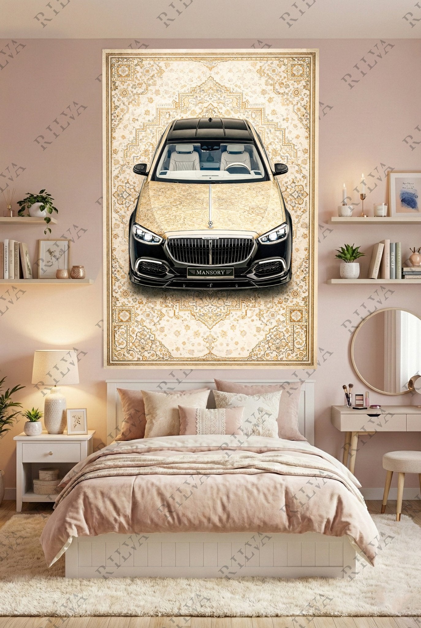 Mercedes - Maybach S - Class Mansory Wall Tapestry – Retro Persian Style Automotive Art - Rilva Design
