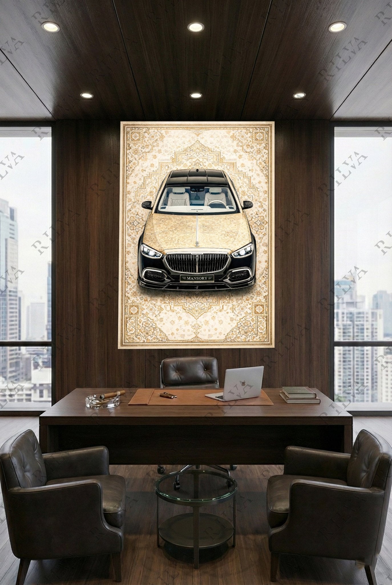 Mercedes - Maybach S - Class Mansory Wall Tapestry – Retro Persian Style Automotive Art - Rilva Design