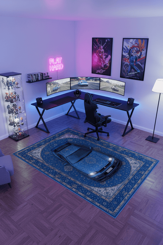 Nissan Skyline R34 × Lurion – Customizable Plate Persian Automotive Rug - Rilva Design