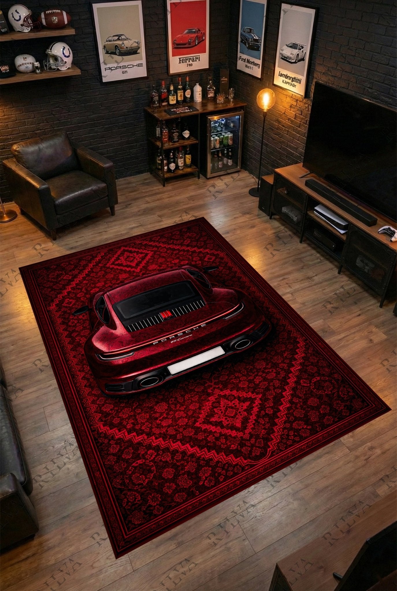 Porsche 911 Carrera – Retro Persian Style Floor Rug | Exclusive Automotive Design - Rilva Design