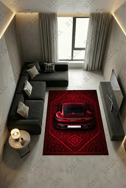 Porsche 911 Carrera – Retro Persian Style Floor Rug | Exclusive Automotive Design - Rilva Design
