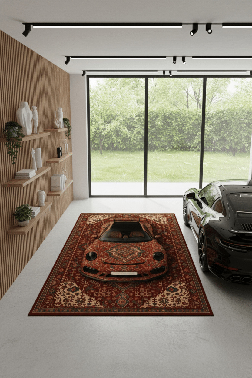 Porsche 911 × Ravenn – Customizable Plate Persian Automotive Rug - Rilva Design