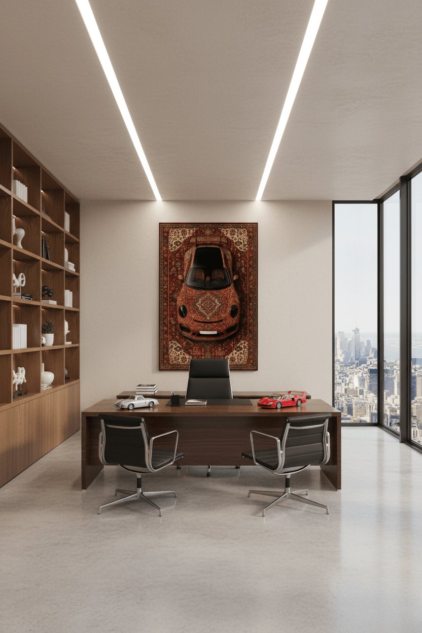 Porsche 911 × Ravenn – Customizable Plate Persian Automotive Rug - Rilva Design