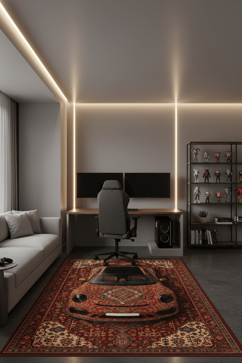 Porsche 911 × Ravenn – Customizable Plate Persian Automotive Rug - Rilva Design