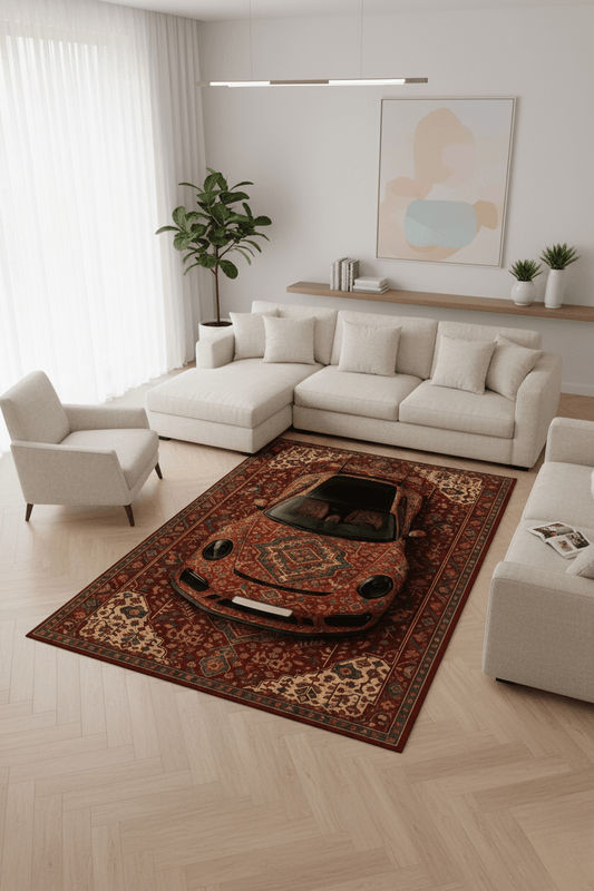 Porsche 911 × Ravenn – Customizable Plate Persian Automotive Rug - Rilva Design