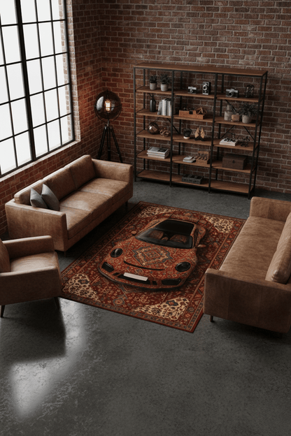 Porsche 911 × Ravenn – Customizable Plate Persian Automotive Rug - Rilva Design