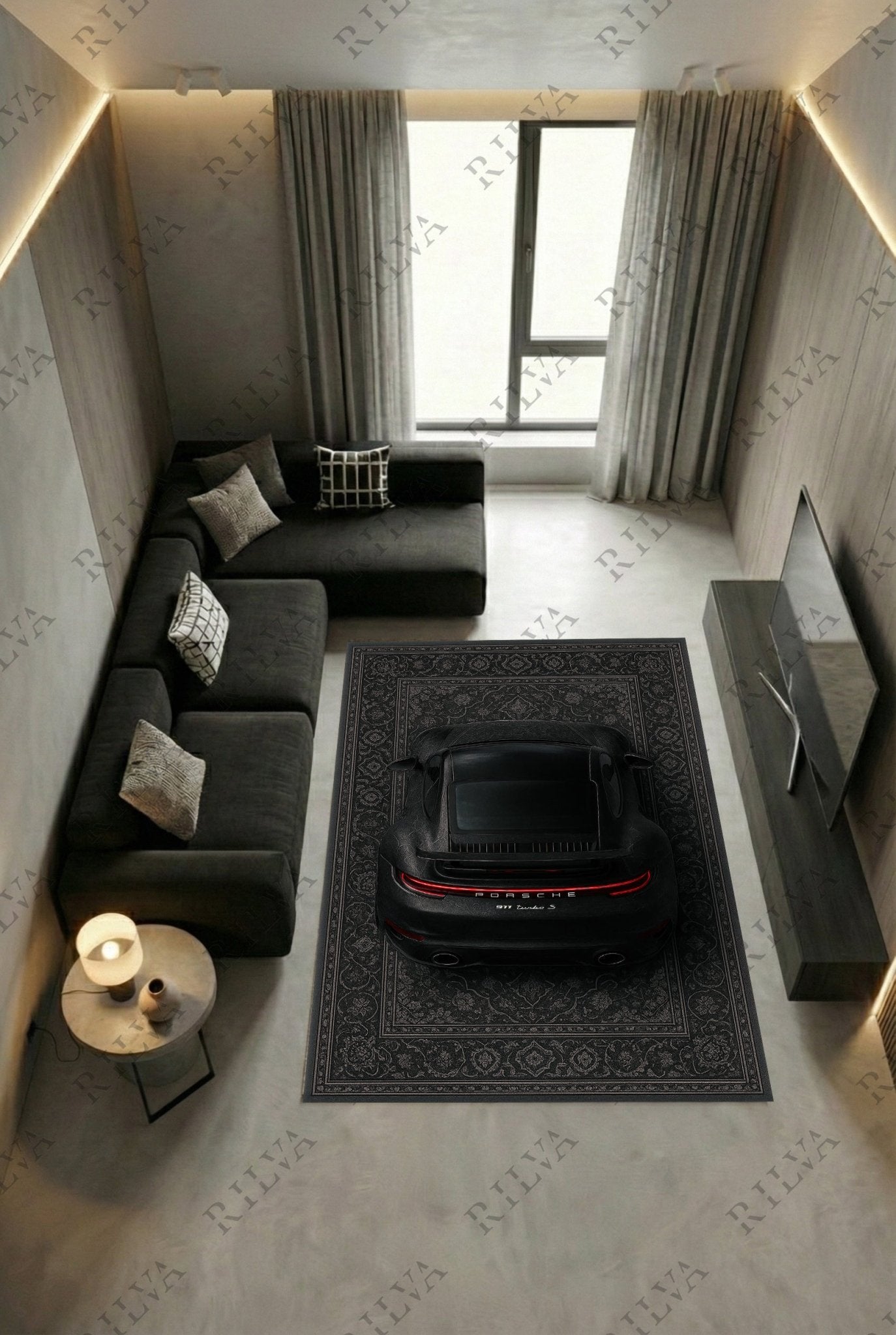 Porsche 911 Turbo S Car Rug – Retro Persian Style Floor Rug | Exclusive Automotive Design - Rilva Design