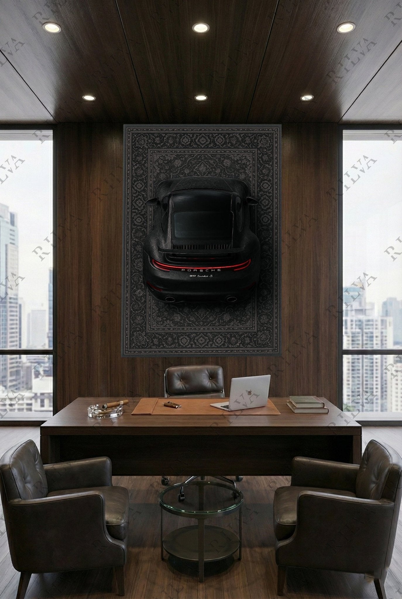Porsche 911 Turbo S Car Rug Wall Tapestry – Retro Persian Style
