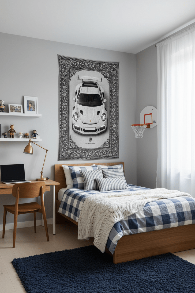 Porsche GT3 RS Persian Wall Tapestry – Premium 3D Woven Supercar Wall Art for Bedroom, Gaming Room & Luxury Decor - Rilva Design