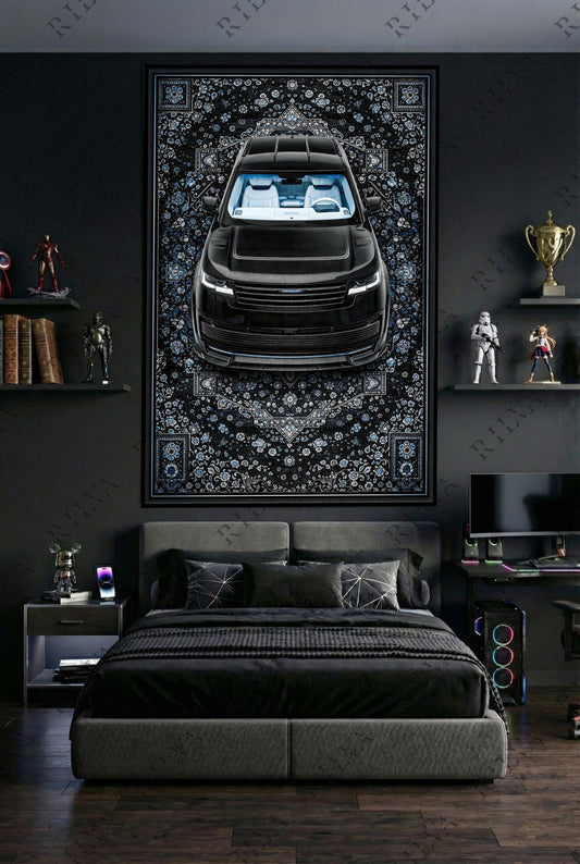 Range Rover SV Mansory Wall Tapestry – Retro Persian Style Automotive Art - Rilva Design