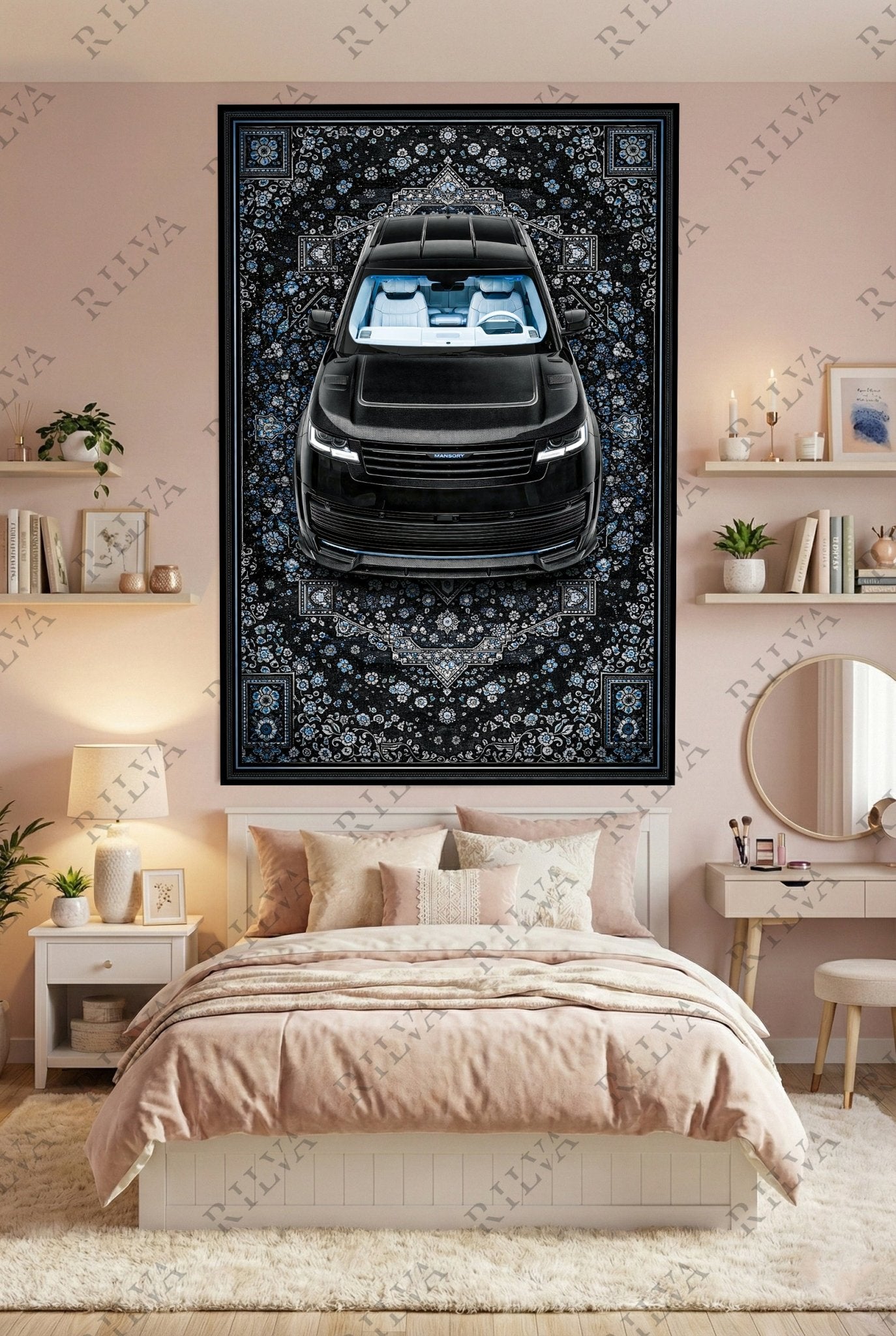 Range Rover SV Mansory Wall Tapestry – Retro Persian Style Automotive Art - Rilva Design