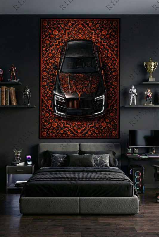 Rolls Royce Cullinan Mansory Wall Tapestry – Retro Persian Style Automotive Art - Rilva Design