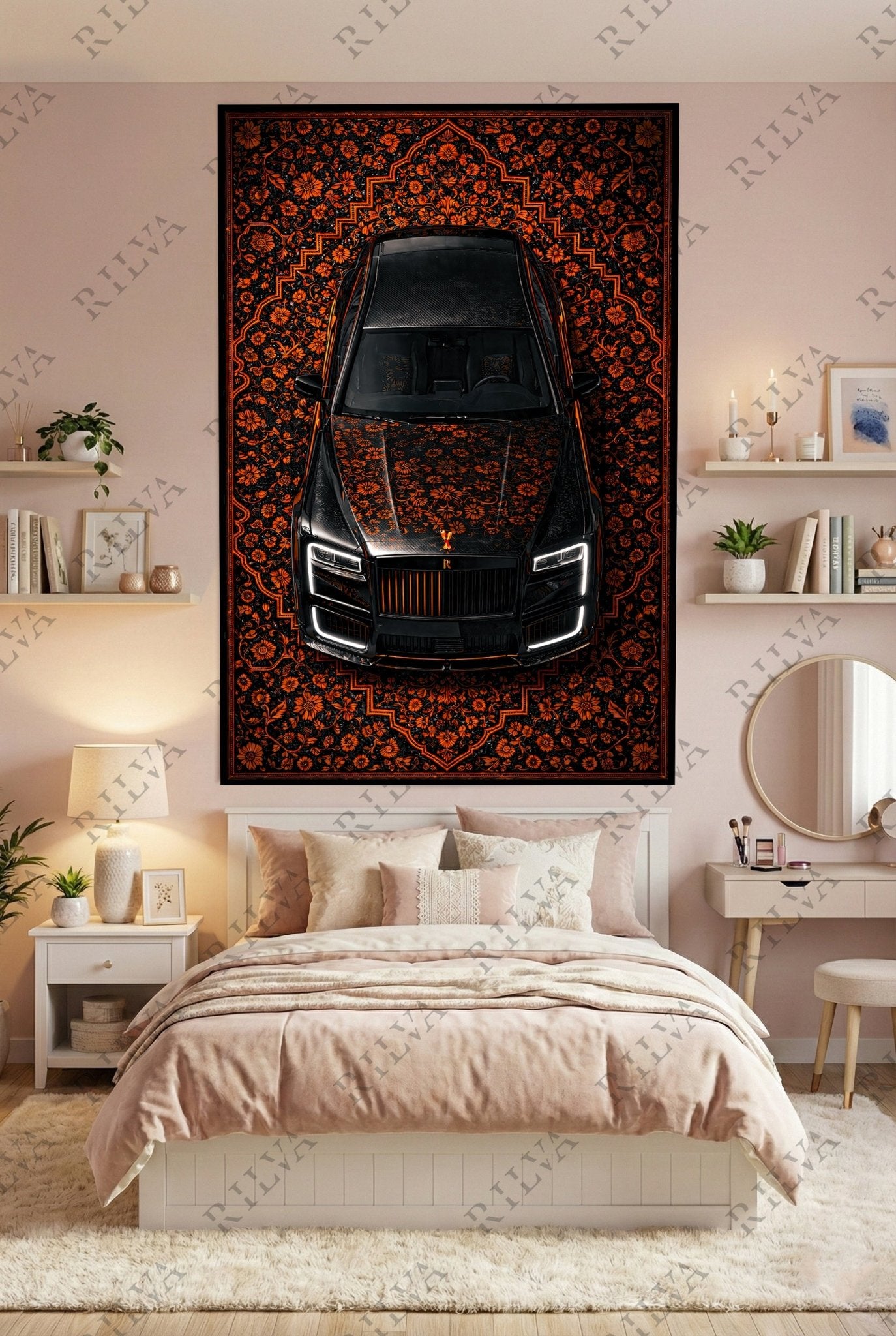 Rolls Royce Cullinan Mansory Wall Tapestry – Retro Persian Style Automotive Art - Rilva Design