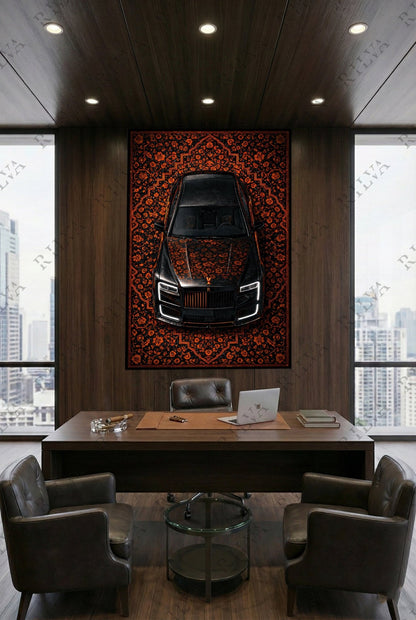 Rolls Royce Cullinan Mansory Wall Tapestry – Retro Persian Style Automotive Art - Rilva Design