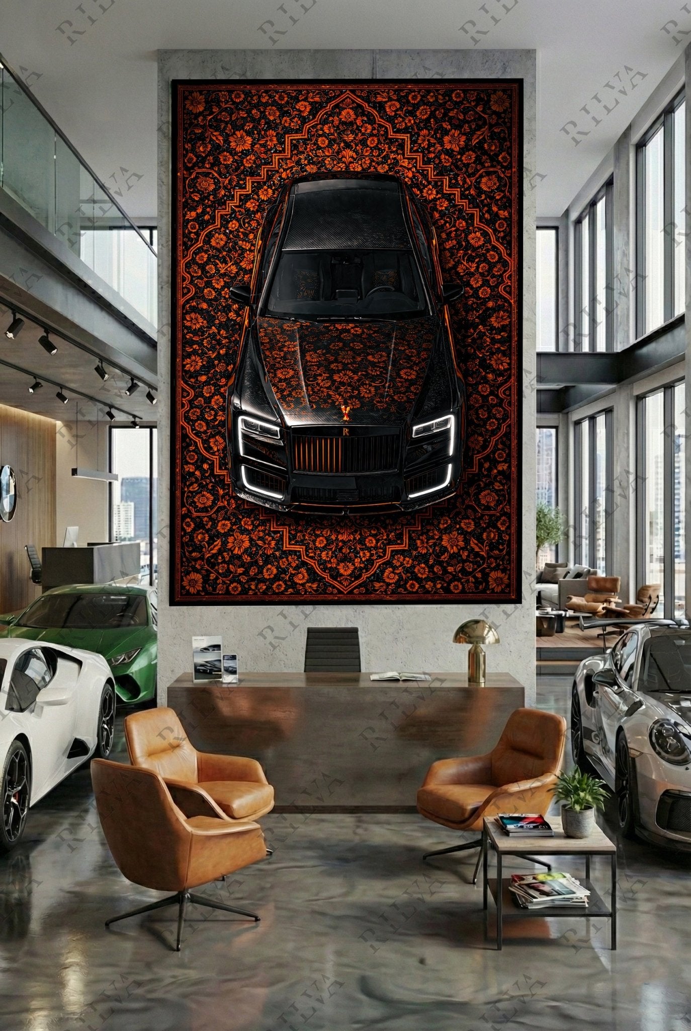 Rolls Royce Cullinan Mansory Wall Tapestry – Retro Persian Style Automotive Art - Rilva Design