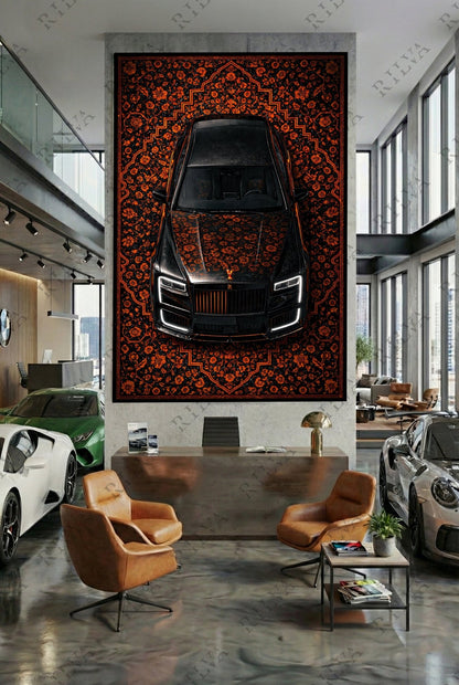 Rolls Royce Cullinan Mansory Wall Tapestry – Retro Persian Style Automotive Art - Rilva Design
