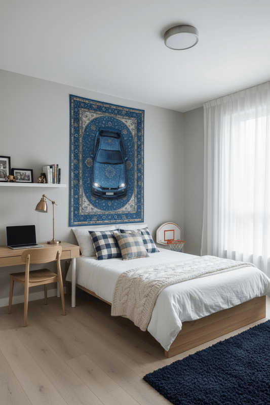 Skyline R34 Persian Wall Tapestry – Premium 3D Woven JDM Automotive Wall Art for Bedroom, Gaming Room & Office Decor - Rilva Design