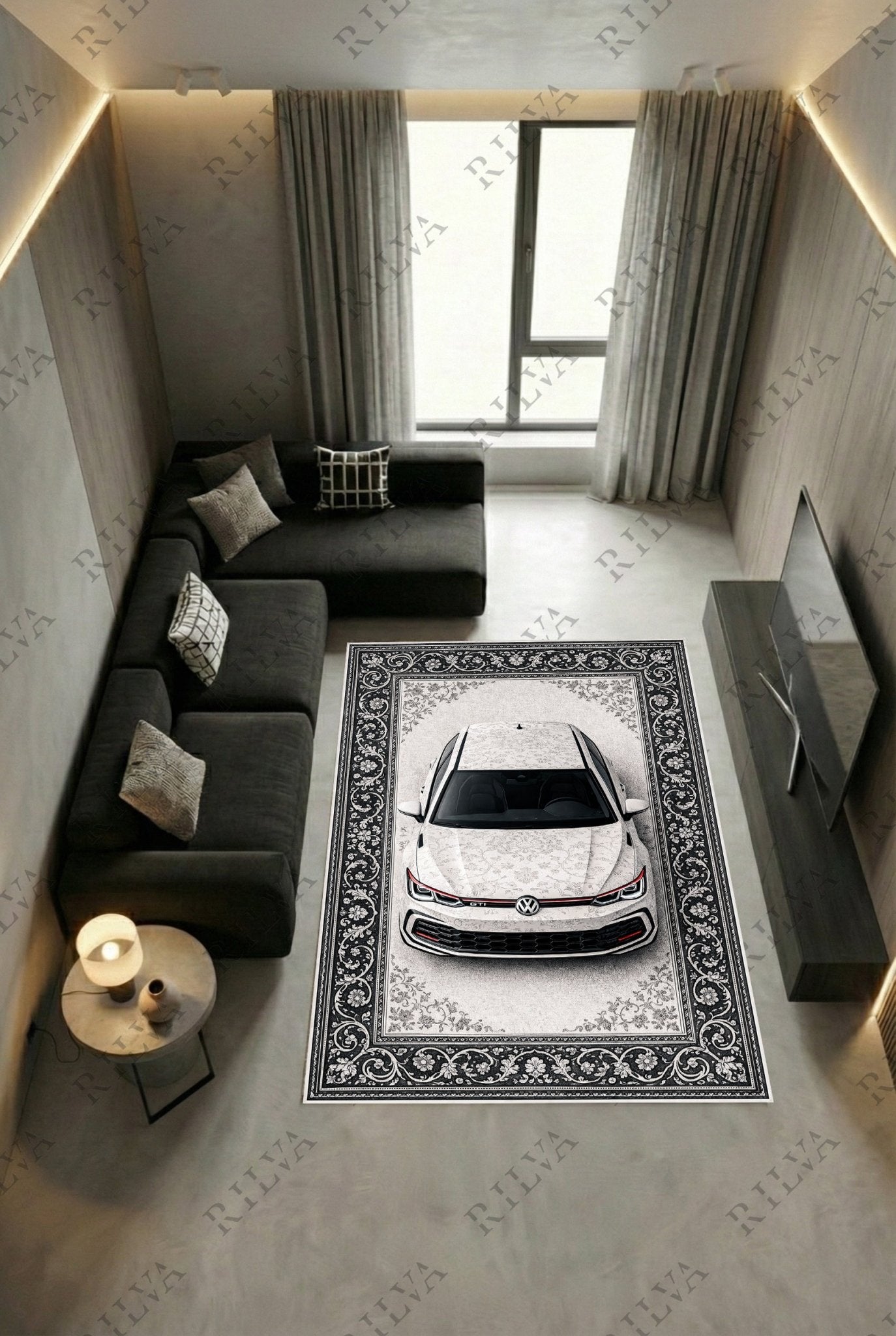 Volkswagen Golf GTI Car Rug – Retro Persian Style Floor Rug | Exclusive Automotive Design - Rilva Design