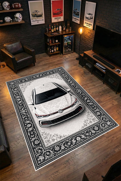 Volkswagen Golf GTI Car Rug – Retro Persian Style Floor Rug | Exclusive Automotive Design - Rilva Design